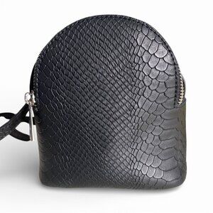 ASOS Black Faux Leather Mini Backpack With Snake Print & Adjustable Straps